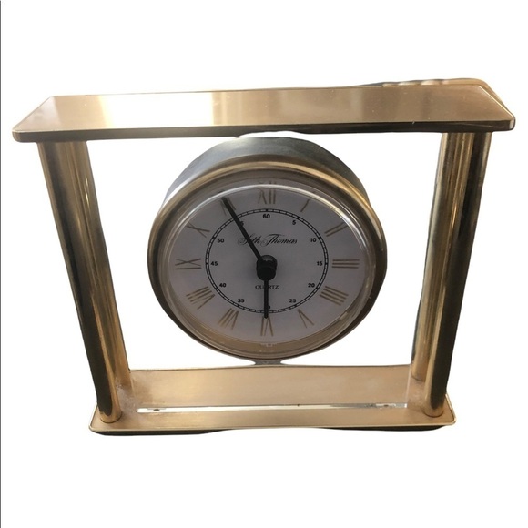 VTG Seth Thomas Desktop Small Clock Roman Numerals Gold  Plexiglass  6X6 Works - Picture 1 of 4